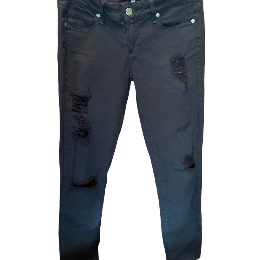 Paige woman’s distressed black skinny jeans size 26‎